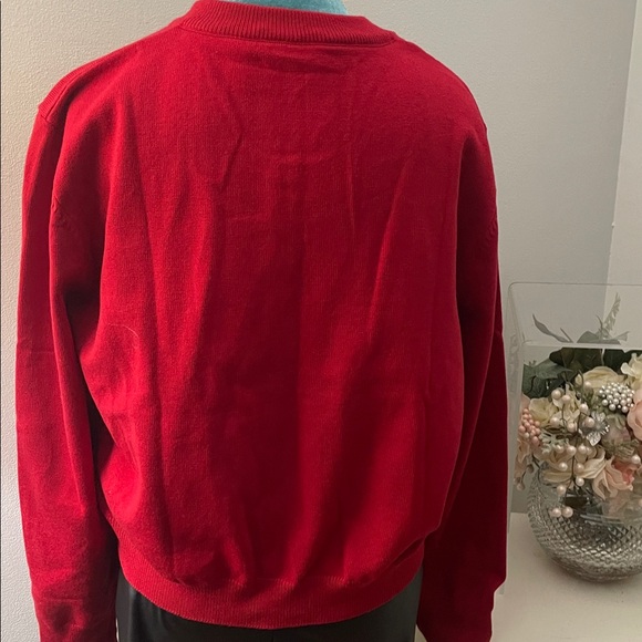 Red Button Down Crop Sweater - Picture 5 of 9